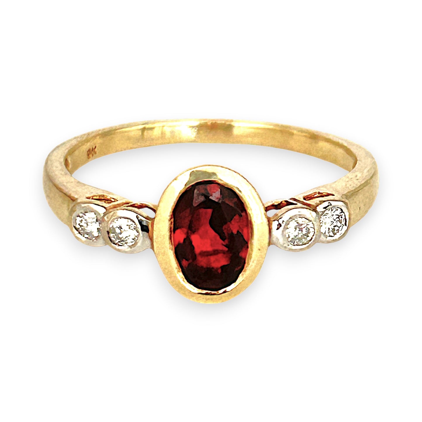 GOLD DEAL | 9ct (9K) Gold Crimson Grace Ruby & Diamond Ring Size P