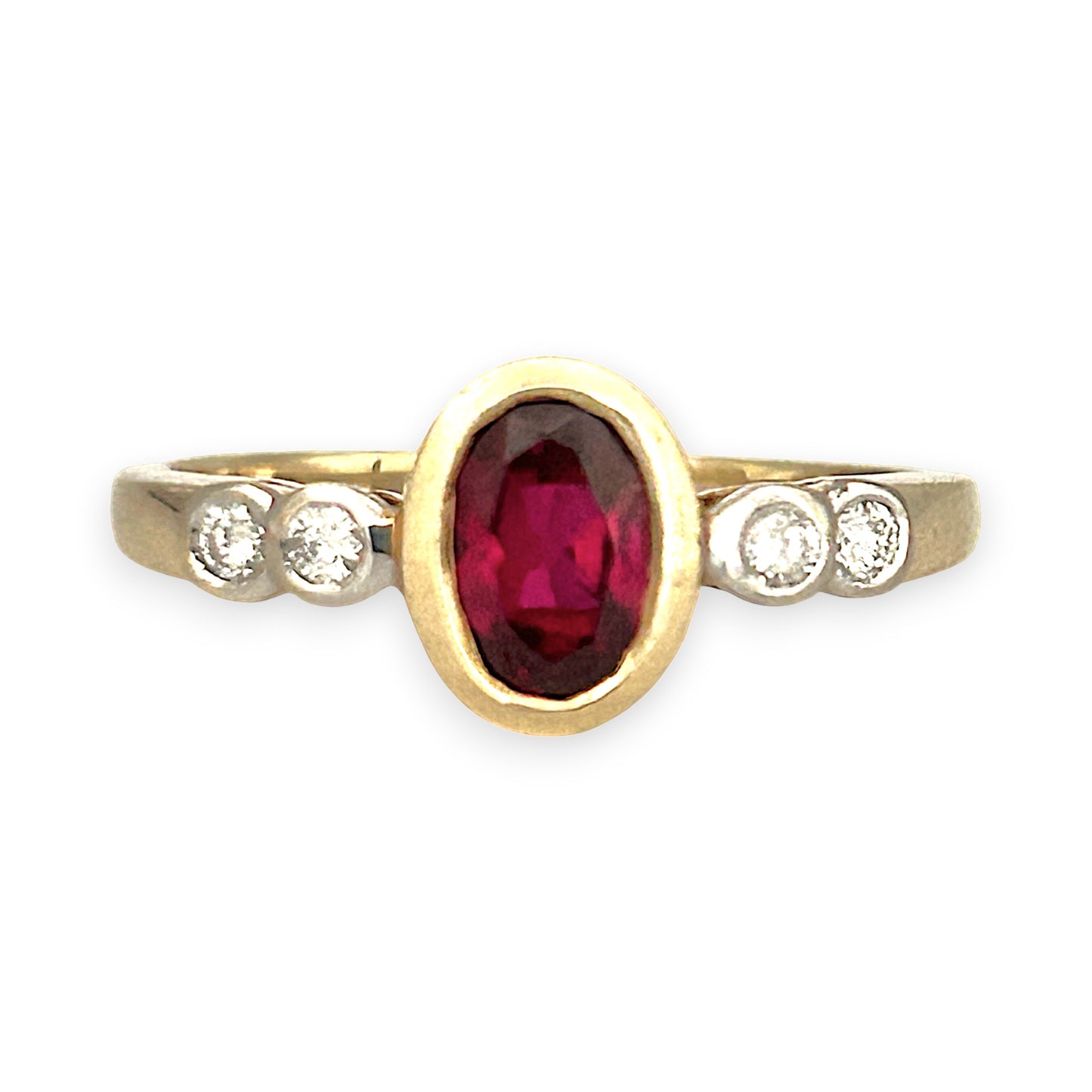 GOLD DEAL | 9ct (9K) Gold Crimson Grace Ruby & Diamond Ring Size P