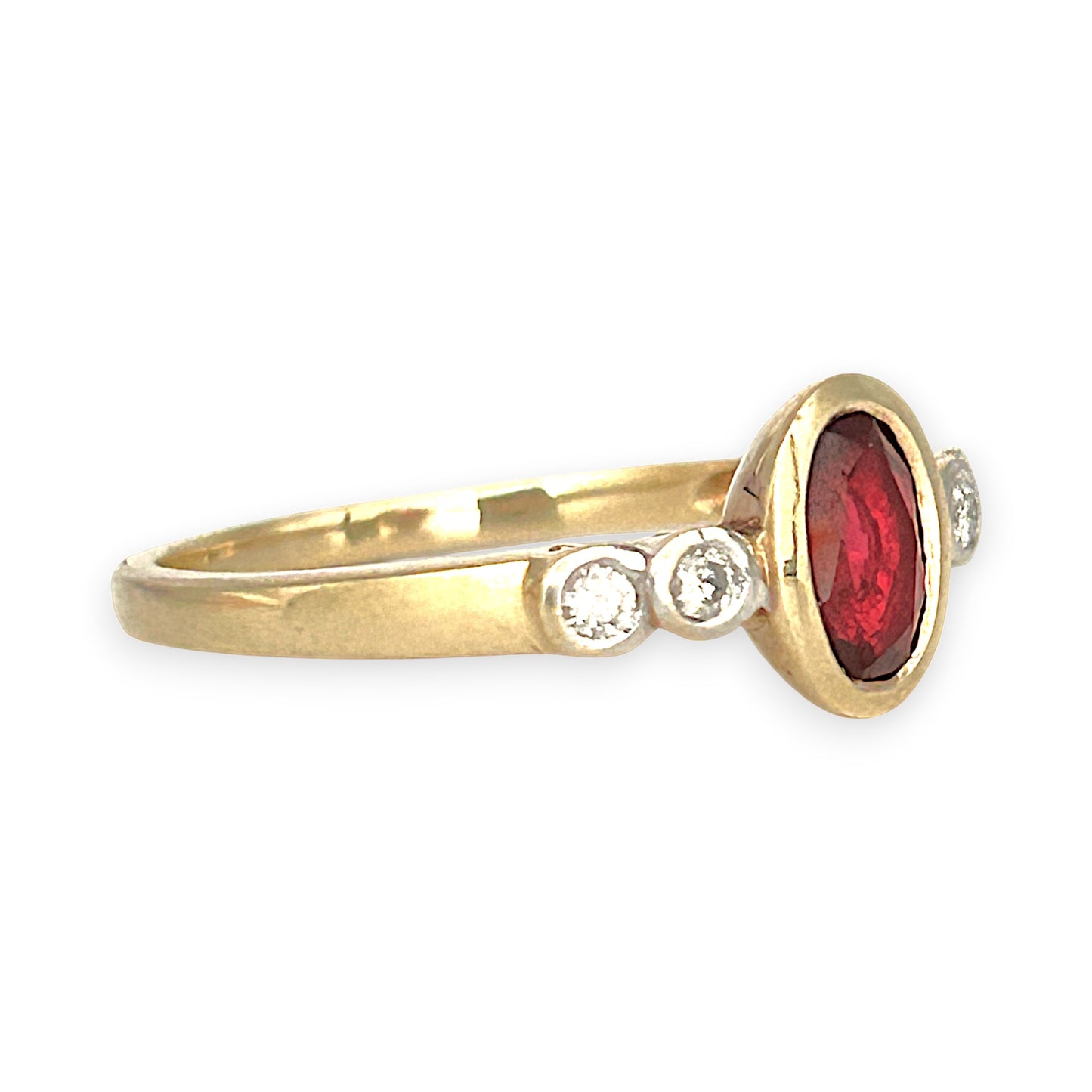 GOLD DEAL | 9ct (9K) Gold Crimson Grace Ruby & Diamond Ring Size P