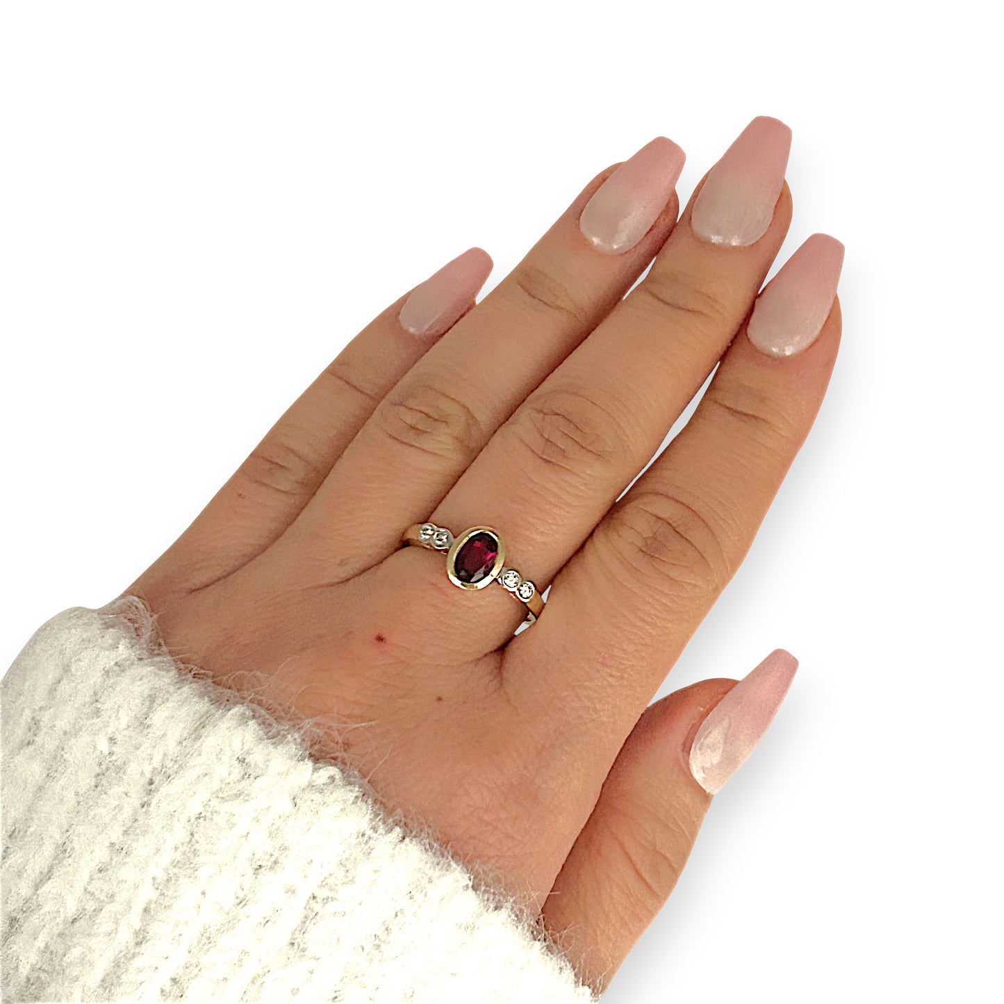 GOLD DEAL | 9ct (9K) Gold Crimson Grace Ruby & Diamond Ring Size P