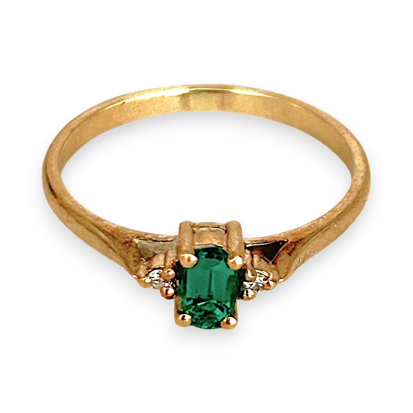 GOLD DEAL | 9ct Gold Embrace Ring – Vivid Emerald & Diamond Accents