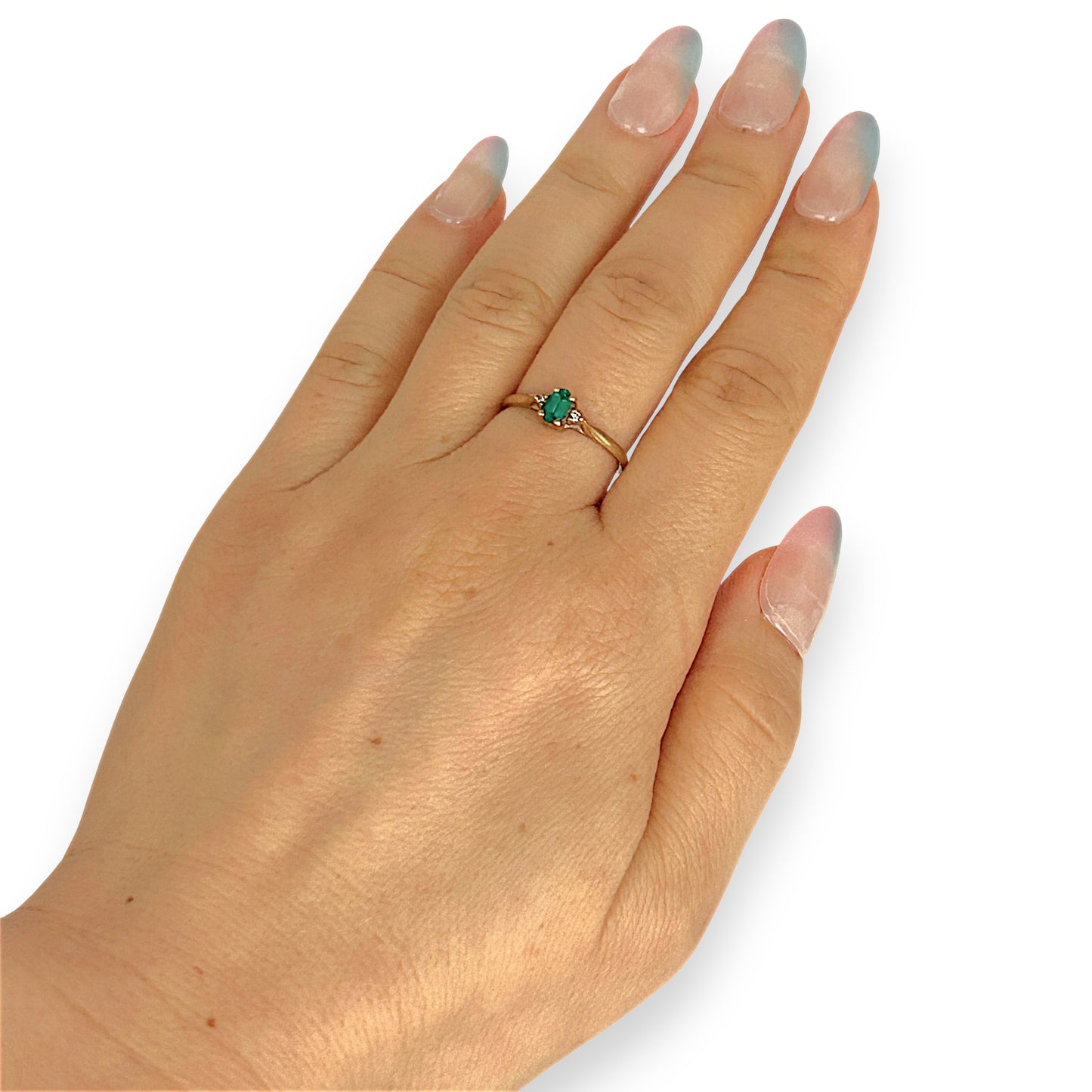 GOLD DEAL | 9ct Gold Embrace Ring – Vivid Emerald & Diamond Accents