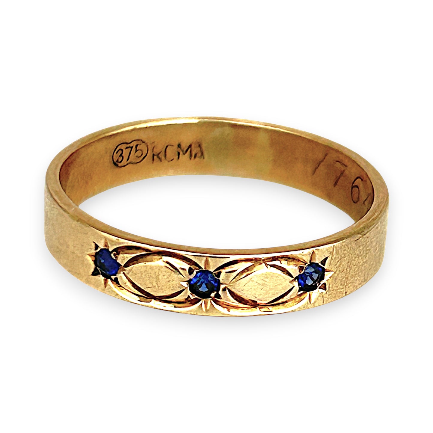 GOLD DEAL | 9ct Gold Celestial Band – Blue Sapphire Star Trio