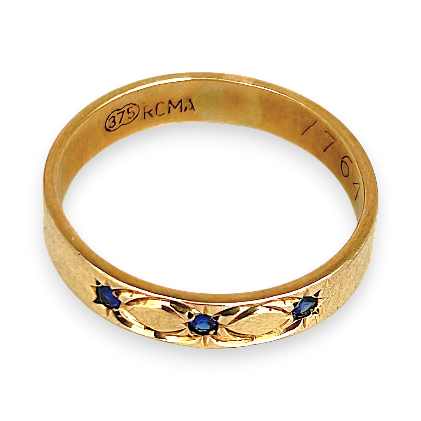 GOLD DEAL | 9ct Gold Celestial Band – Blue Sapphire Star Trio