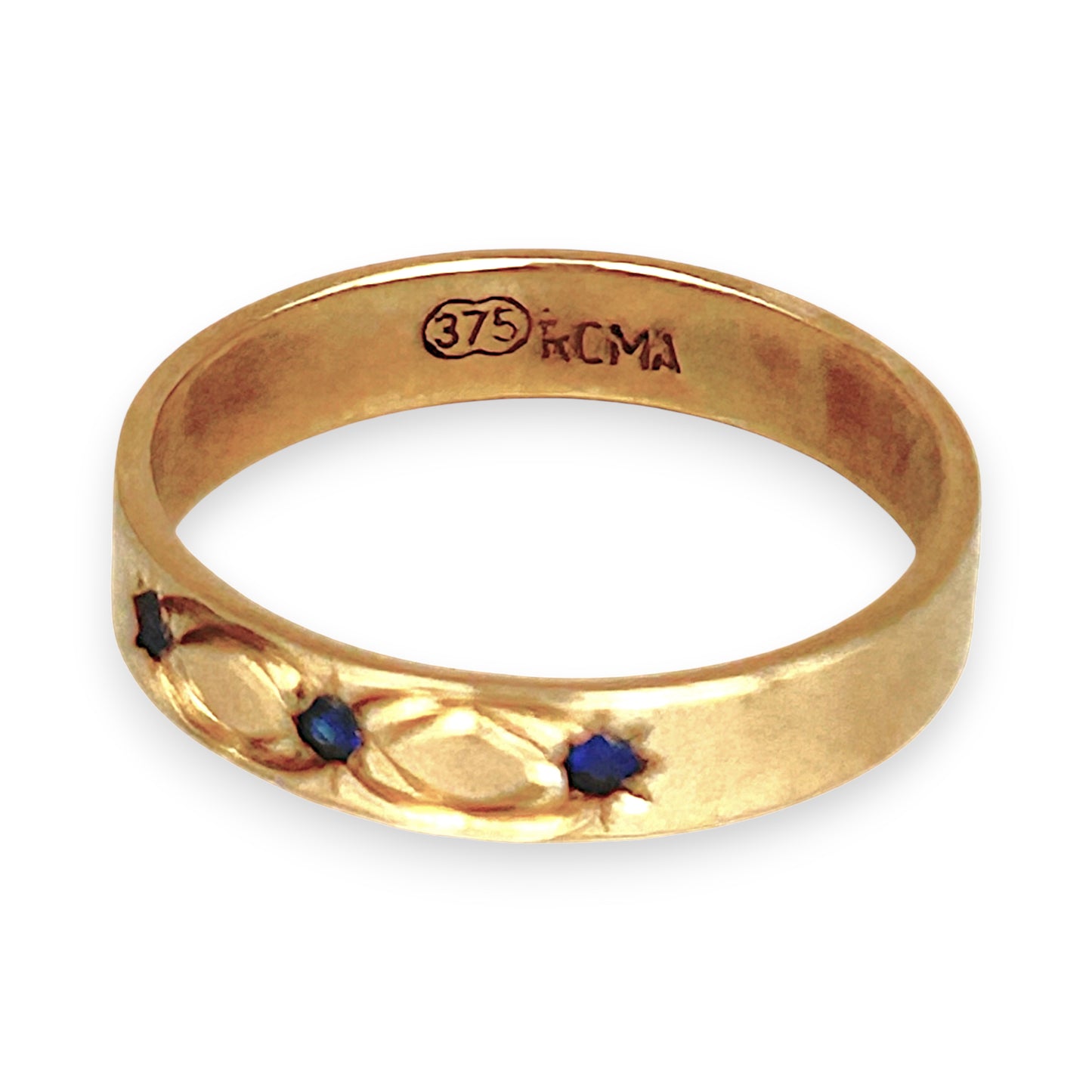 GOLD DEAL | 9ct Gold Celestial Band – Blue Sapphire Star Trio
