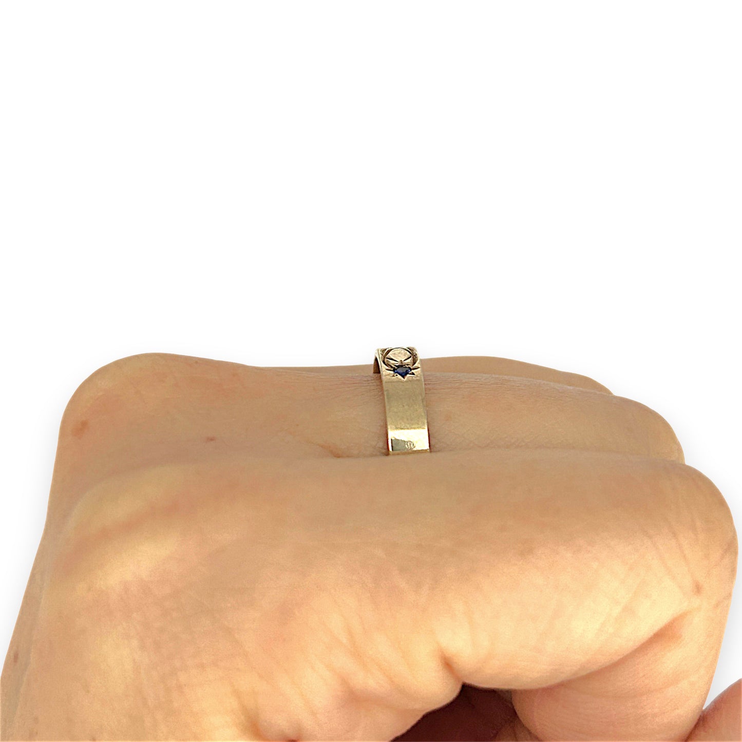 GOLD DEAL | 9ct Gold Celestial Band – Blue Sapphire Star Trio