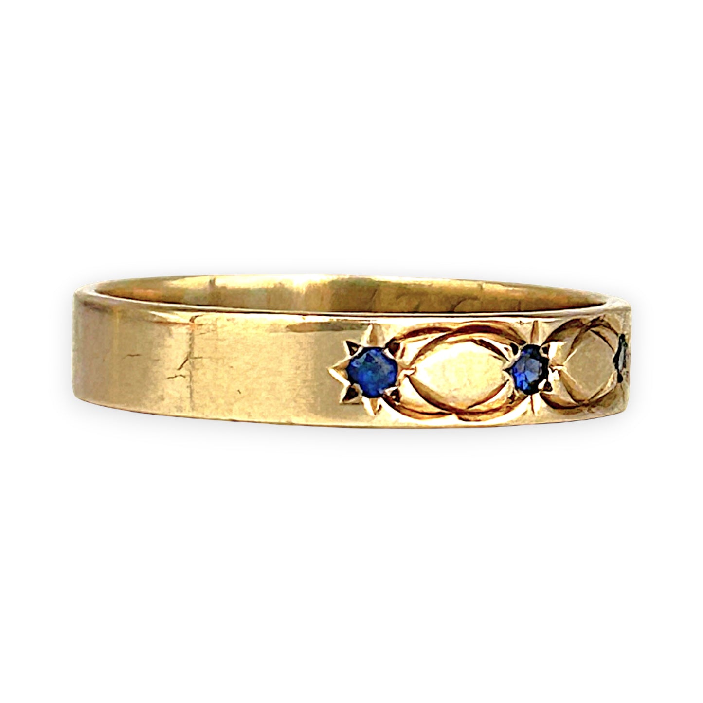 GOLD DEAL | 9ct Gold Celestial Band – Blue Sapphire Star Trio