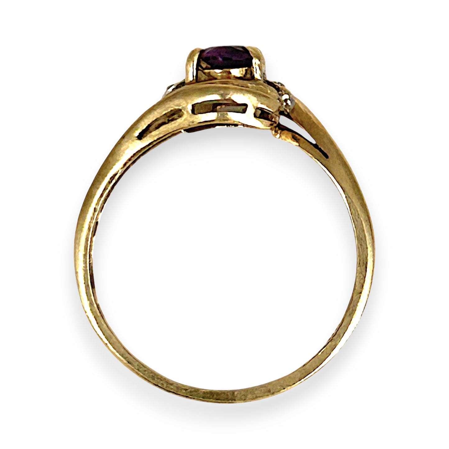 GOLD DEAL | 9ct Gold Graceful Amethyst & Diamond Wave Ring