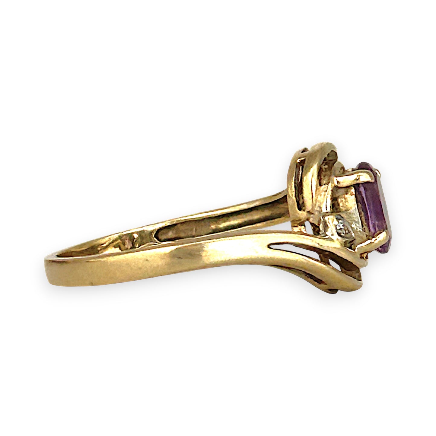 GOLD DEAL | 9ct Gold Graceful Amethyst & Diamond Wave Ring