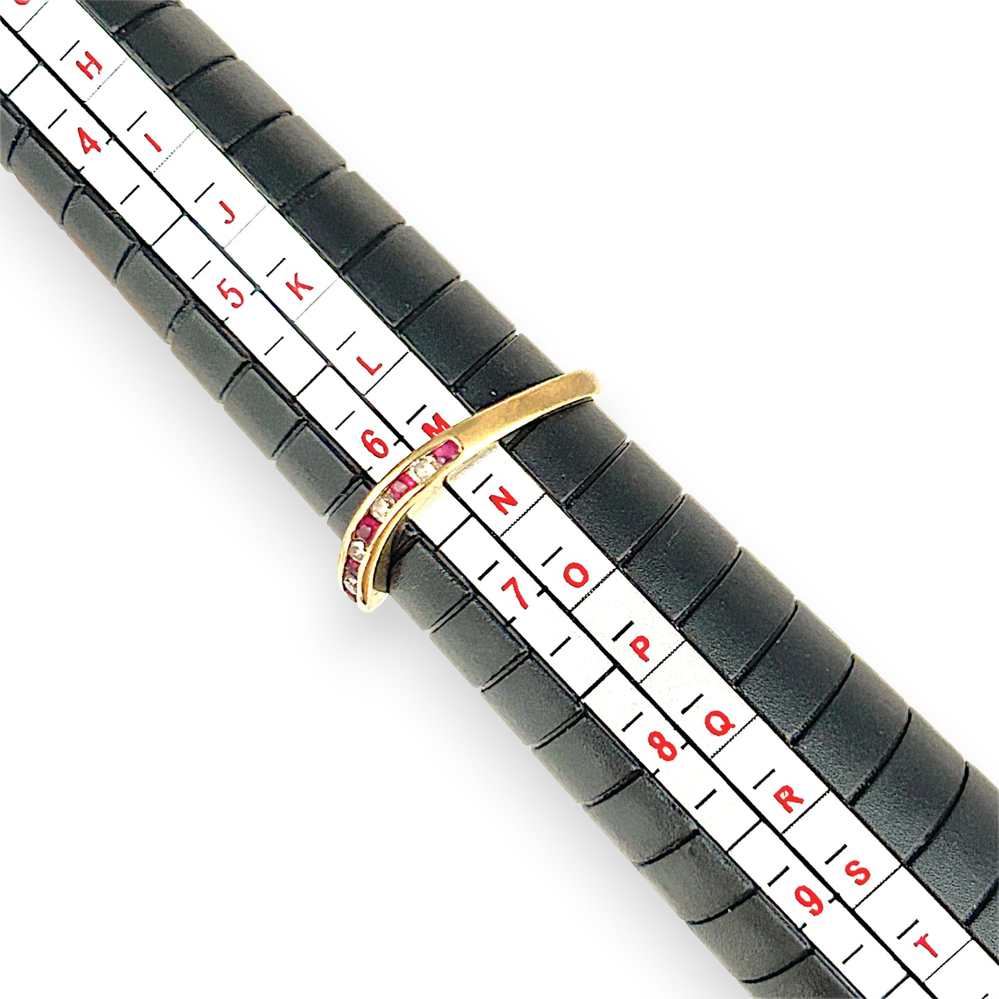 GOLD DEAL | 9ct Gold Ruby Wave Ring with Diamonds Size M