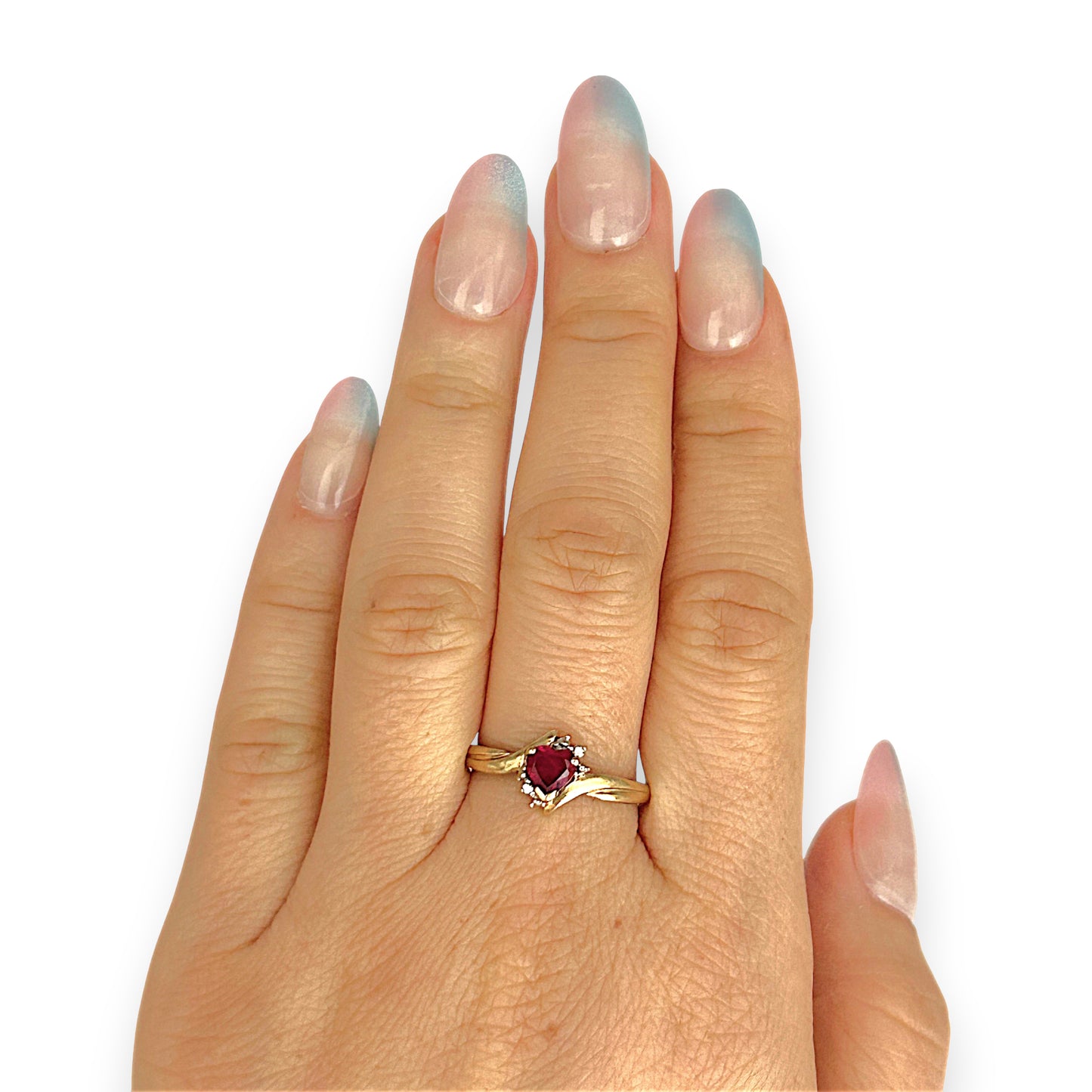GOLD DEAL | 9ct Gold Heart-Shaped Ruby and Diamond Ring – A Promise in Crimson
