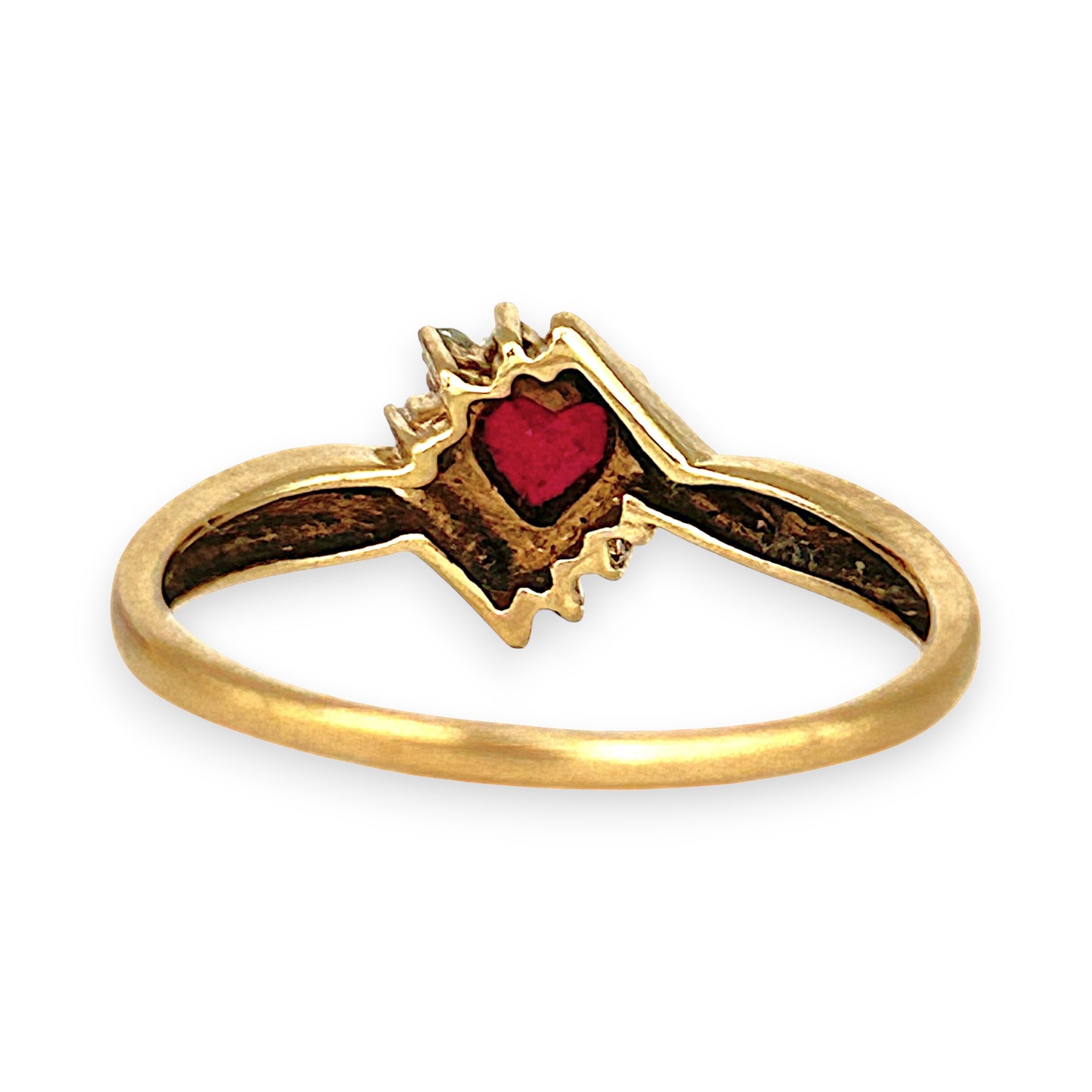 GOLD DEAL | 9ct Gold Heart-Shaped Ruby and Diamond Ring – A Promise in Crimson