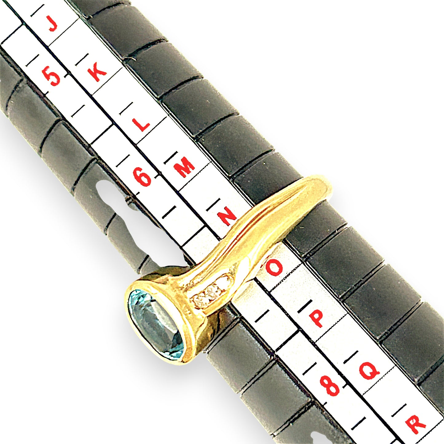 GOLD DEAL | 9ct (9K) Gold Celeste Glow – Swiss Blue Topaz & Diamond Ring Size N 1/2