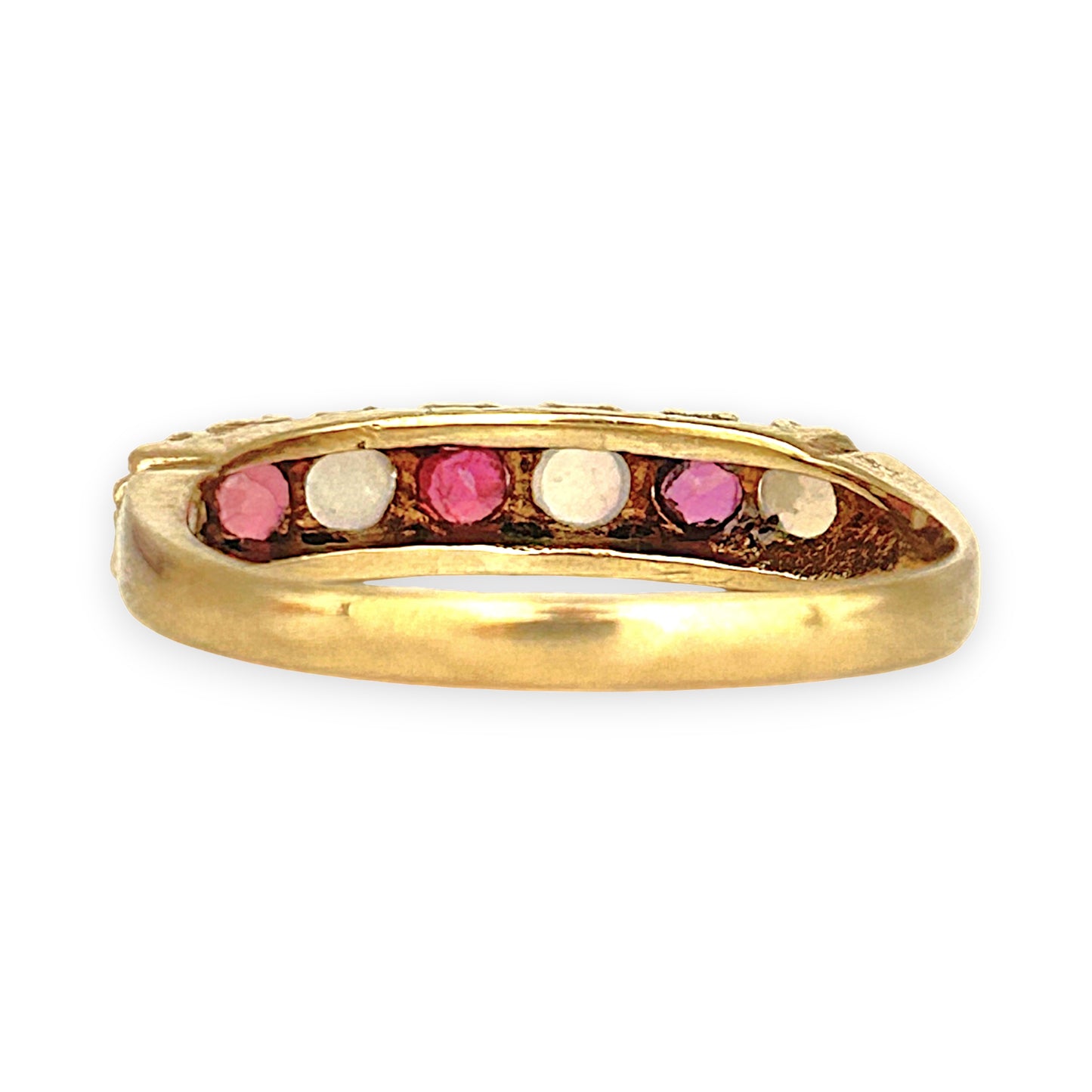 GOLD DEAL | 9ct Gold Crimson Glow – Vintage Garnet & Opal Ring Size R