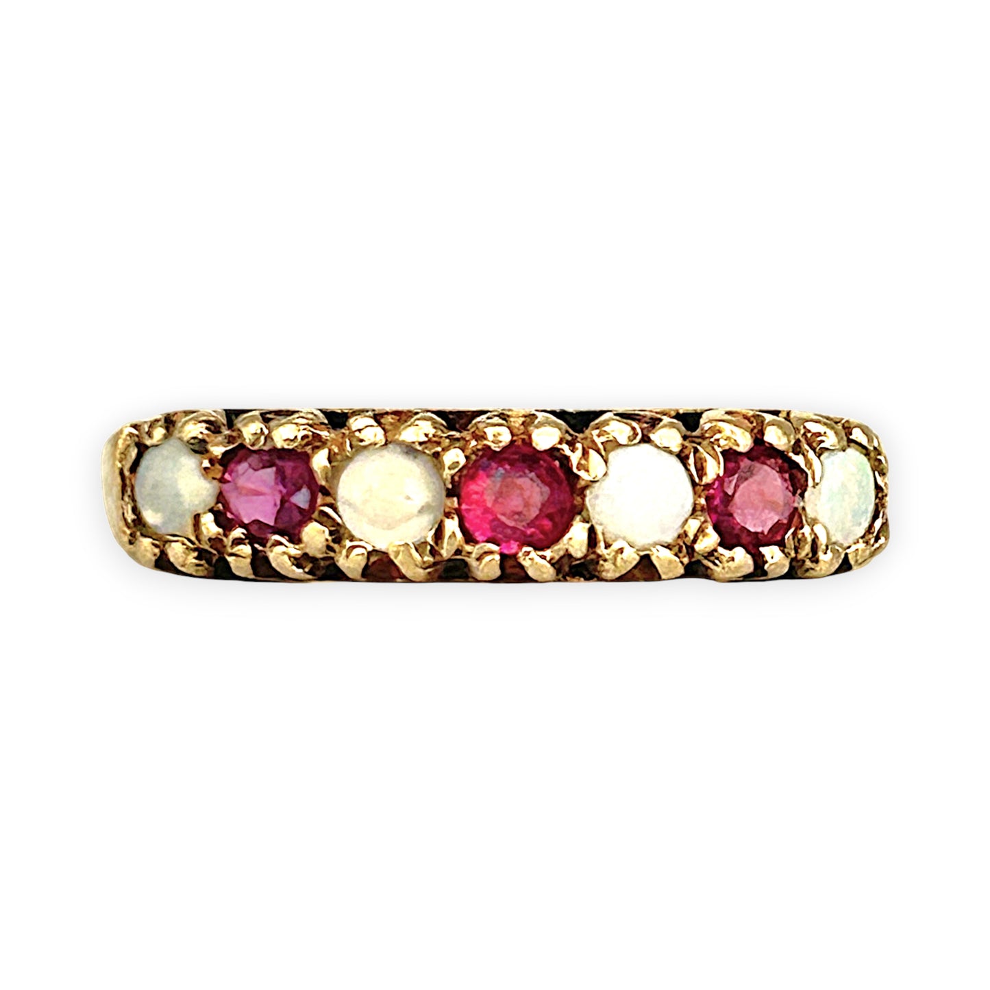 GOLD DEAL | 9ct Gold Crimson Glow – Vintage Garnet & Opal Ring Size R