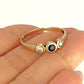GOLD DEAL | 9ct (9K) Gold Celestial Trio – Sapphire & CZ Ring Size W
