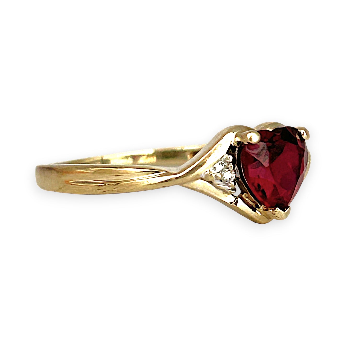 GOLD DEAL | 9ct Gold Heart Ruby & Diamond Accent Ring – Love in Every Curve