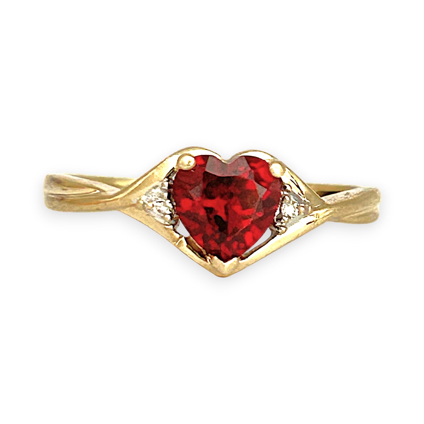GOLD DEAL | 9ct Gold Heart Ruby & Diamond Accent Ring – Love in Every Curve