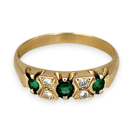 GOLD DEAL | 9ct (9K) Gold Verdant Spark Emerald & Diamond Ring Size N