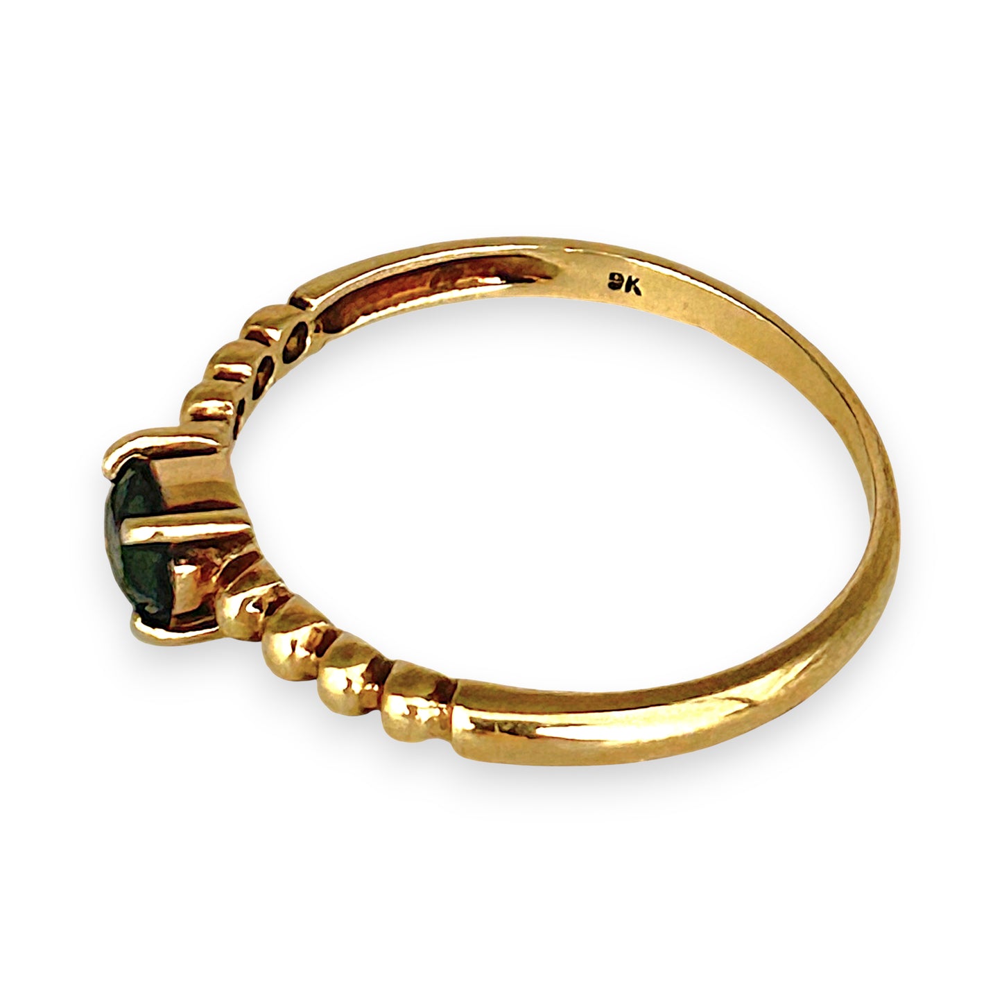 GOLD DEAL | 9ct Gold Whisperleaf – Gold Beaded Sapphire Ring Size M