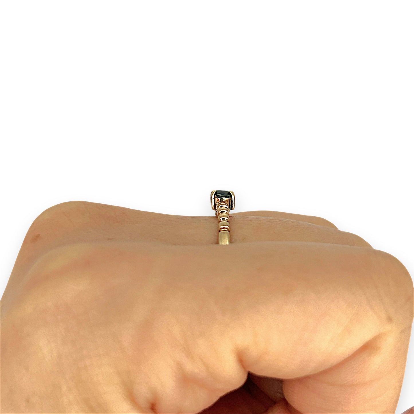 GOLD DEAL | 9ct Gold Whisperleaf – Gold Beaded Sapphire Ring Size M