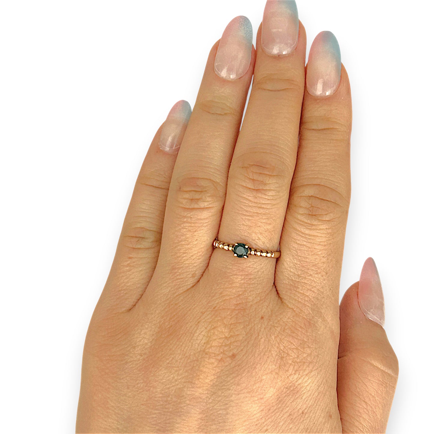 GOLD DEAL | 9ct Gold Whisperleaf – Gold Beaded Sapphire Ring Size M