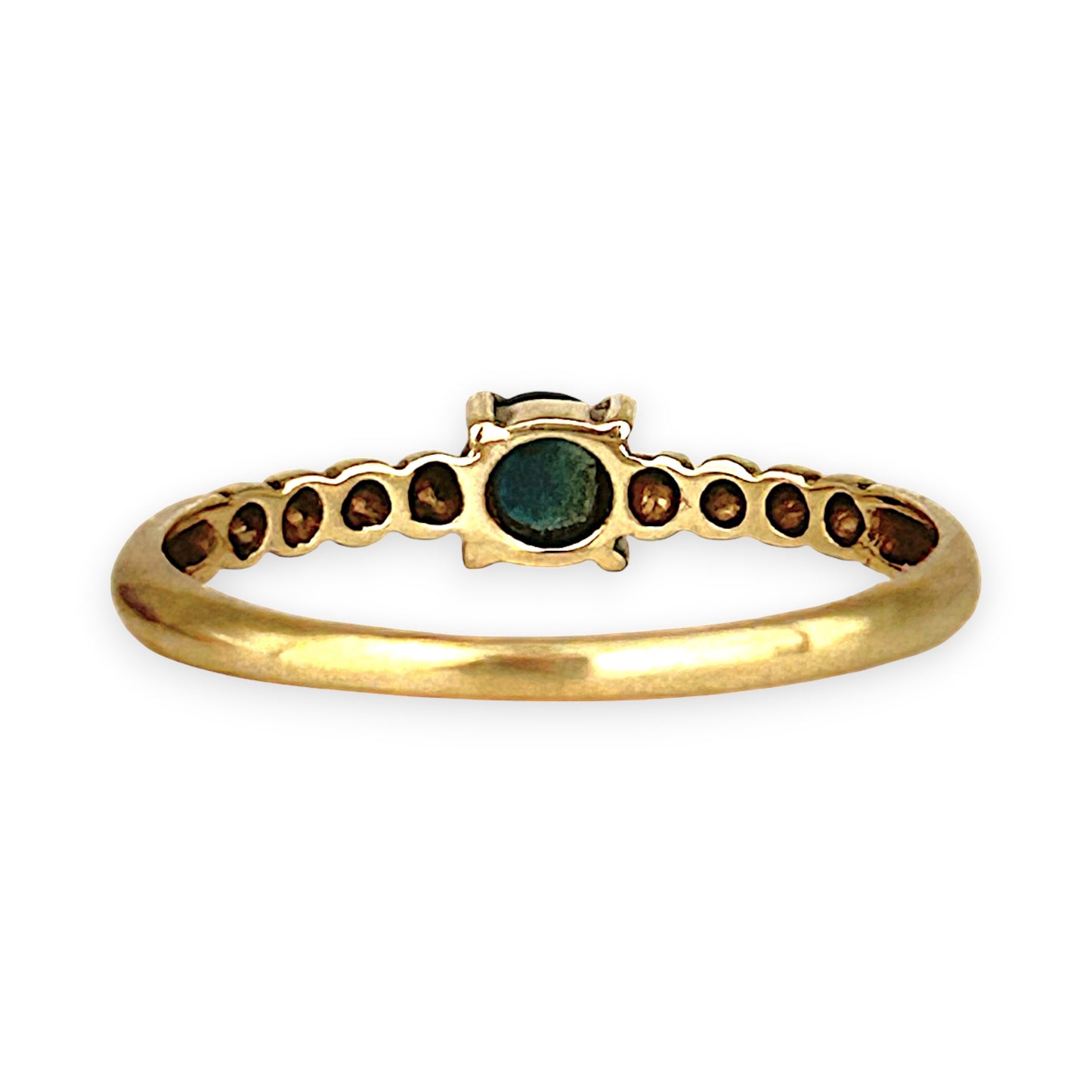 GOLD DEAL | 9ct Gold Whisperleaf – Gold Beaded Sapphire Ring Size M