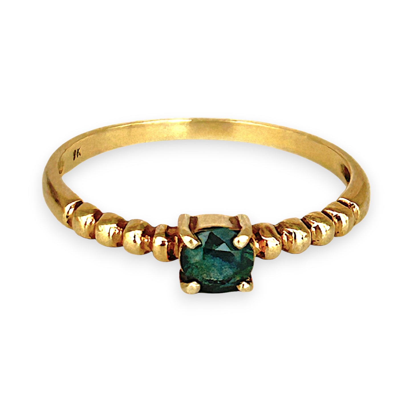 GOLD DEAL | 9ct Gold Whisperleaf – Gold Beaded Sapphire Ring Size M