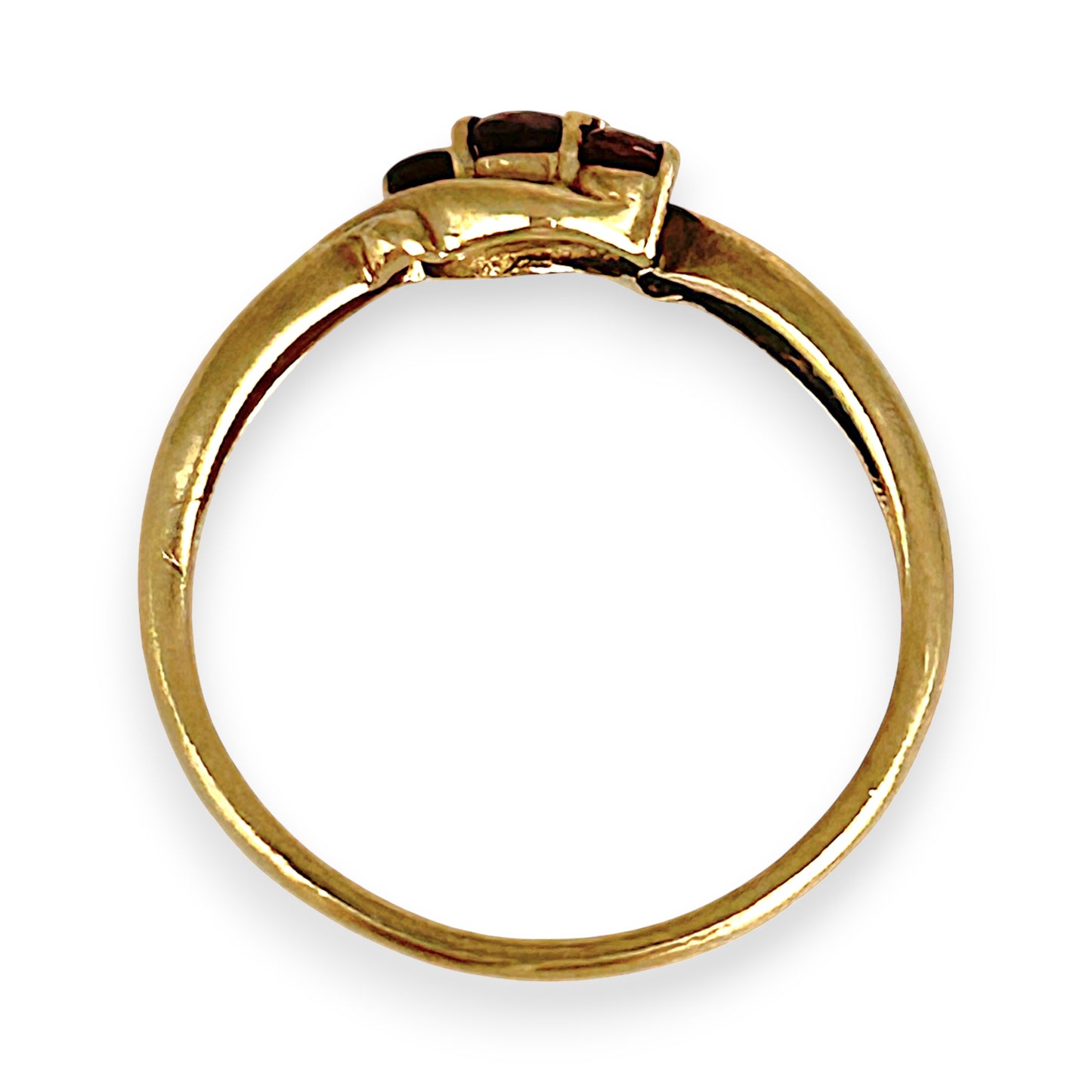 GOLD DEAL | 9ct Gold Garnet Trinity Ring – A Trio of Passion and Harmony