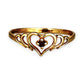 GOLD DEAL | 9ct Gold Heart Trio Ring With Reddish-Pink Ruby