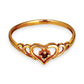 GOLD DEAL | 9ct Gold Heart Trio Ring With Reddish-Pink Ruby
