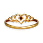 GOLD DEAL | 9ct Gold Heart Trio Ring With Reddish-Pink Ruby