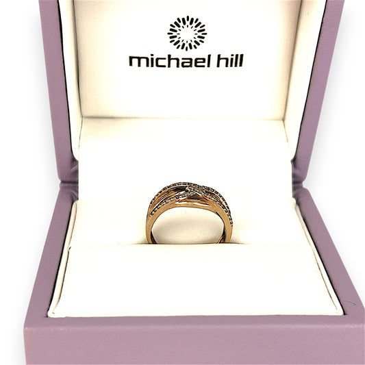 GOLD DEAL | Michael Hill 10ct (10K) Gold Sumptuous Diamond Dress Ring Valuation $1,390