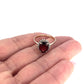 GOLD DEAL | 10ct (10K) Gold Ember Garnet & Diamond Halo Ring Size L 1/2