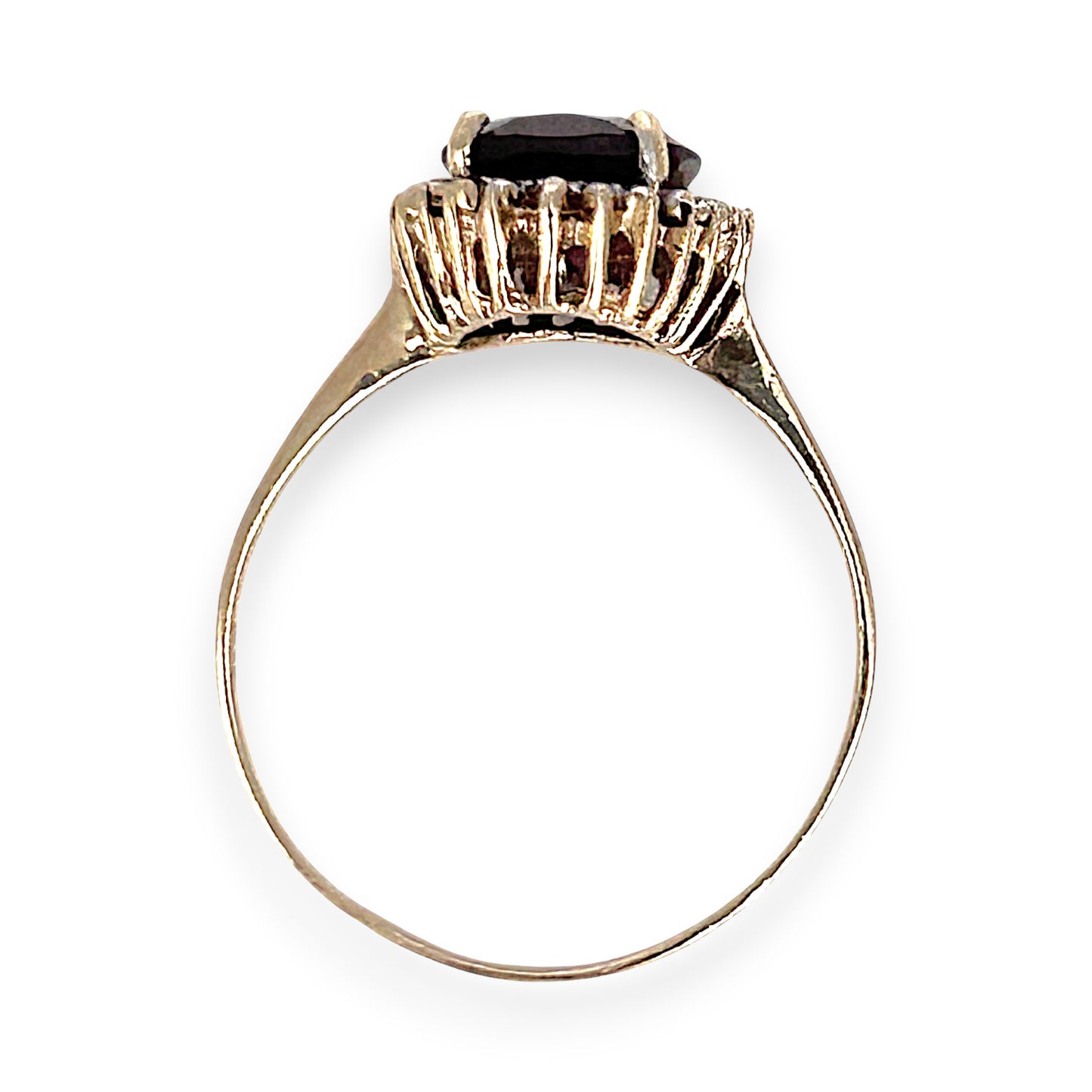 GOLD DEAL | 10ct (10K) Gold Ember Garnet & Diamond Halo Ring Size L 1/2