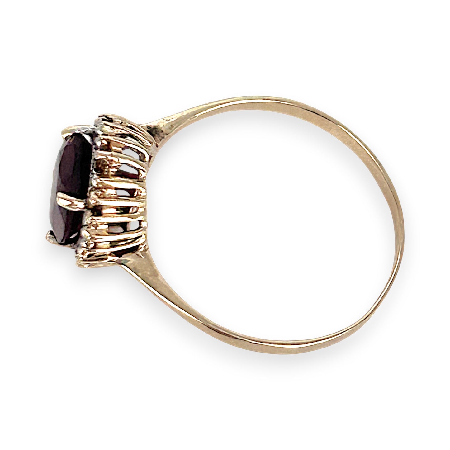 GOLD DEAL | 10ct (10K) Gold Ember Garnet & Diamond Halo Ring Size L 1/2
