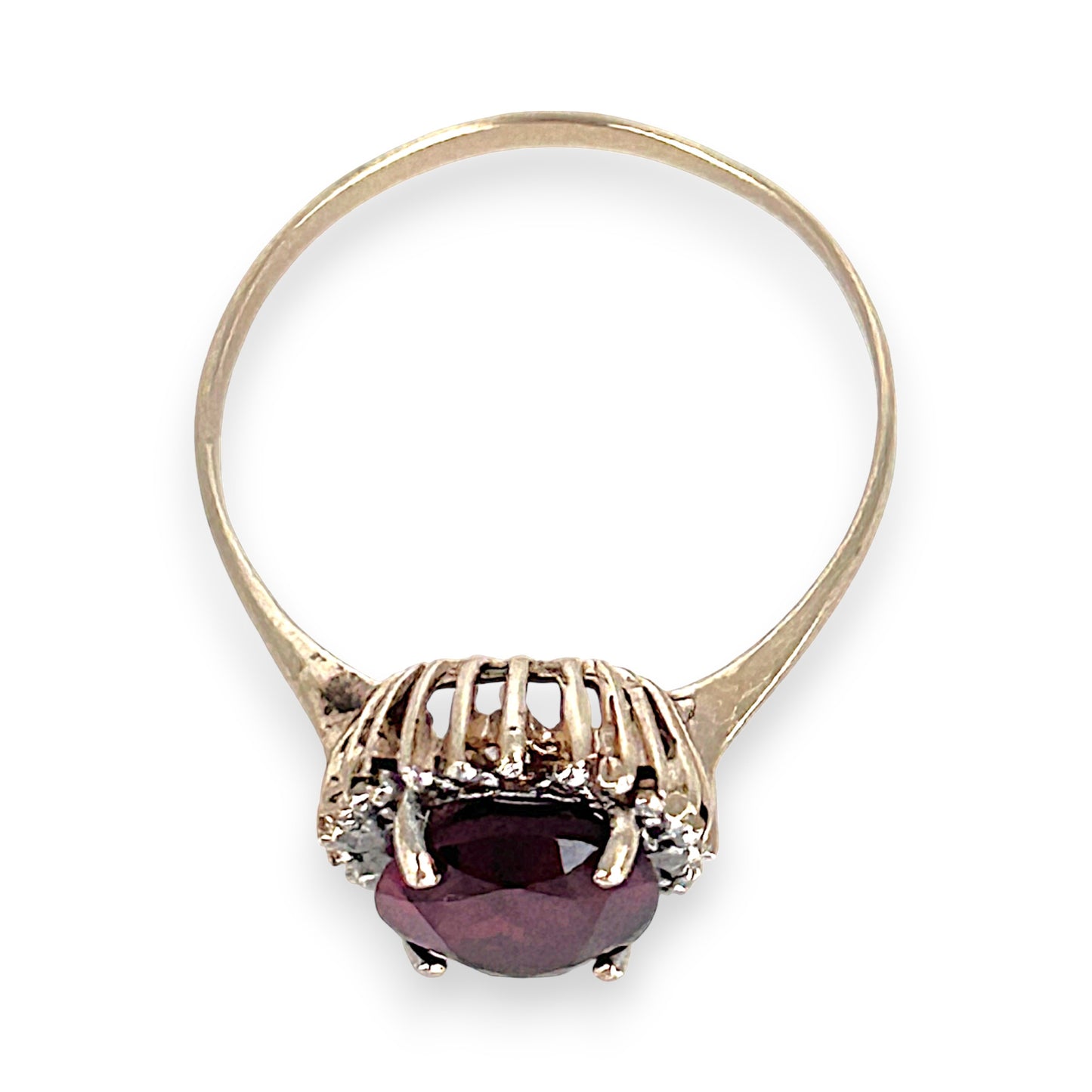GOLD DEAL | 10ct (10K) Gold Ember Garnet & Diamond Halo Ring Size L 1/2
