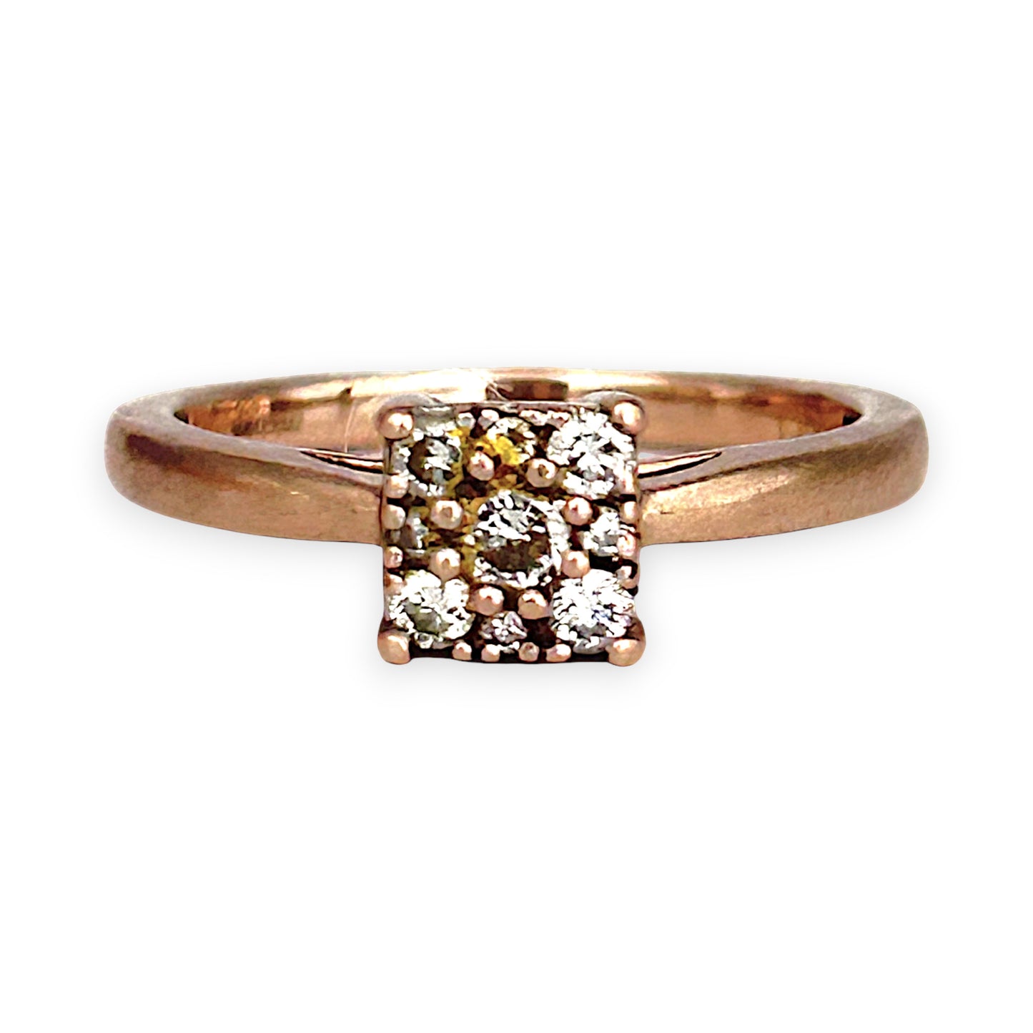 GOLD DEAL | 10ct (10K) Rose Gold Rosé Luxe Ring with Diamonds Size N