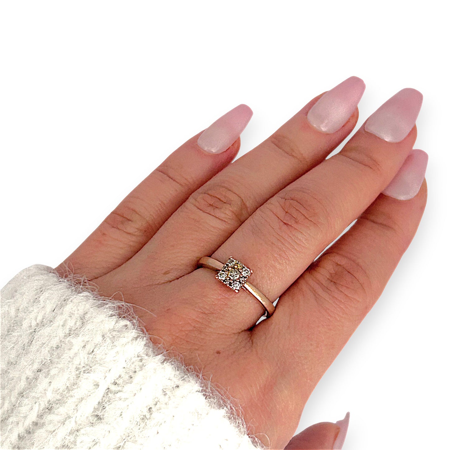 GOLD DEAL | 10ct (10K) Rose Gold Rosé Luxe Ring with Diamonds Size N