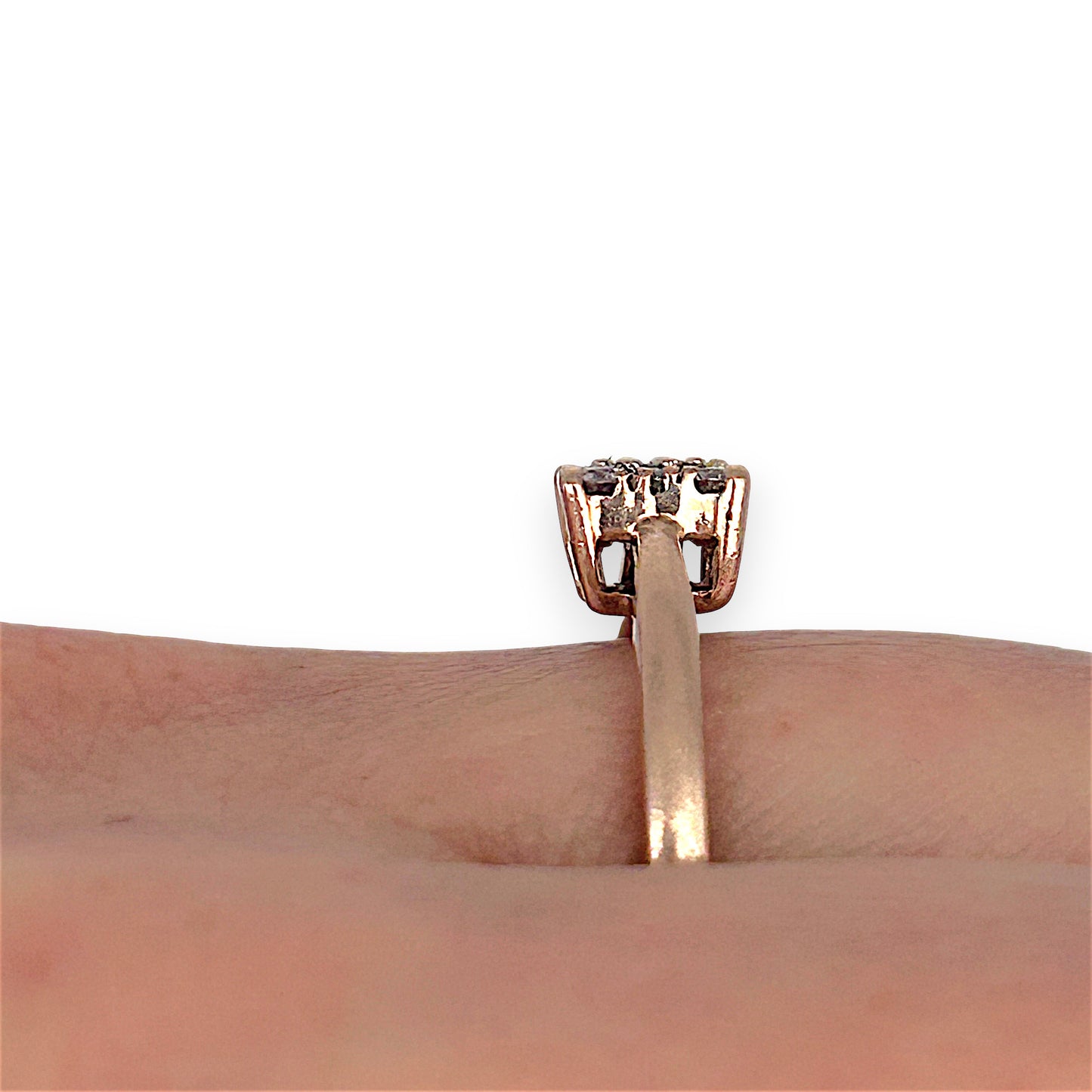 GOLD DEAL | 10ct (10K) Rose Gold Rosé Luxe Ring with Diamonds Size N