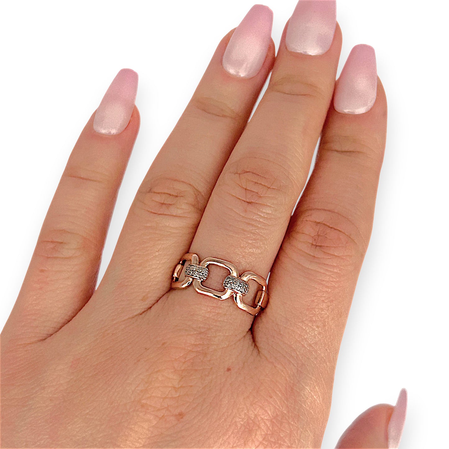 GOLD DEAL | 10ct (10K) Michael Hill Rose Gold Radiance Link Ring Size O