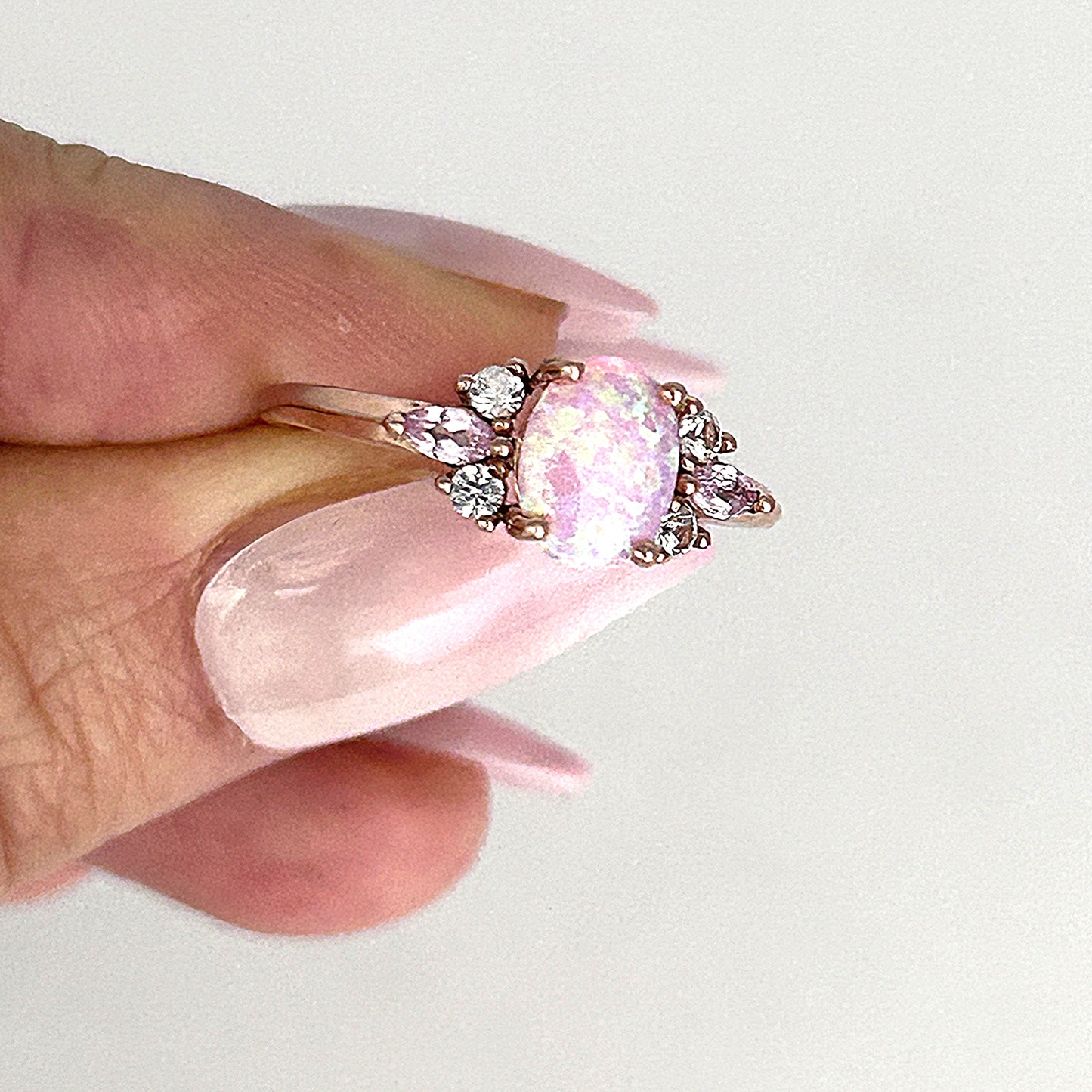 GOLD DEAL | 10ct (10K) Rose Gold Refurbished Opal Aurora Ring Size Q