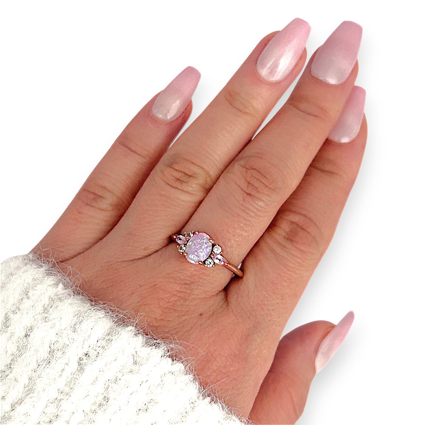 GOLD DEAL | 10ct (10K) Rose Gold Refurbished Opal Aurora Ring Size Q