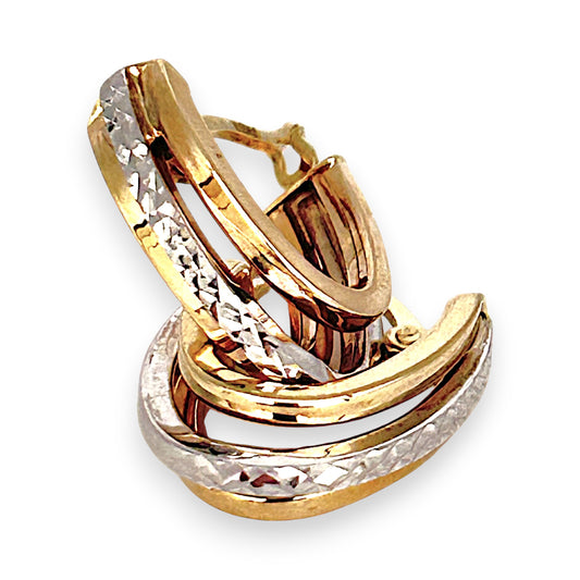 GOLD DEAL | 10ct (10K) Bicolour Gold Brilliant 15.9mm Hoop Earrings by Michael Hill