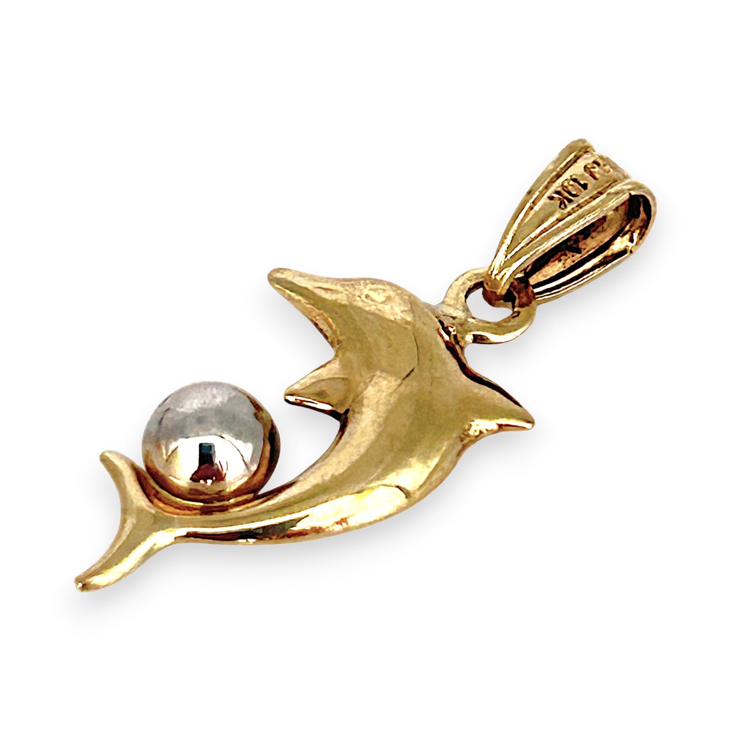 GOLD DEAL | 10ct (10K) Two Tone Gold Joyful Dolphin Pendant by Michael Hill