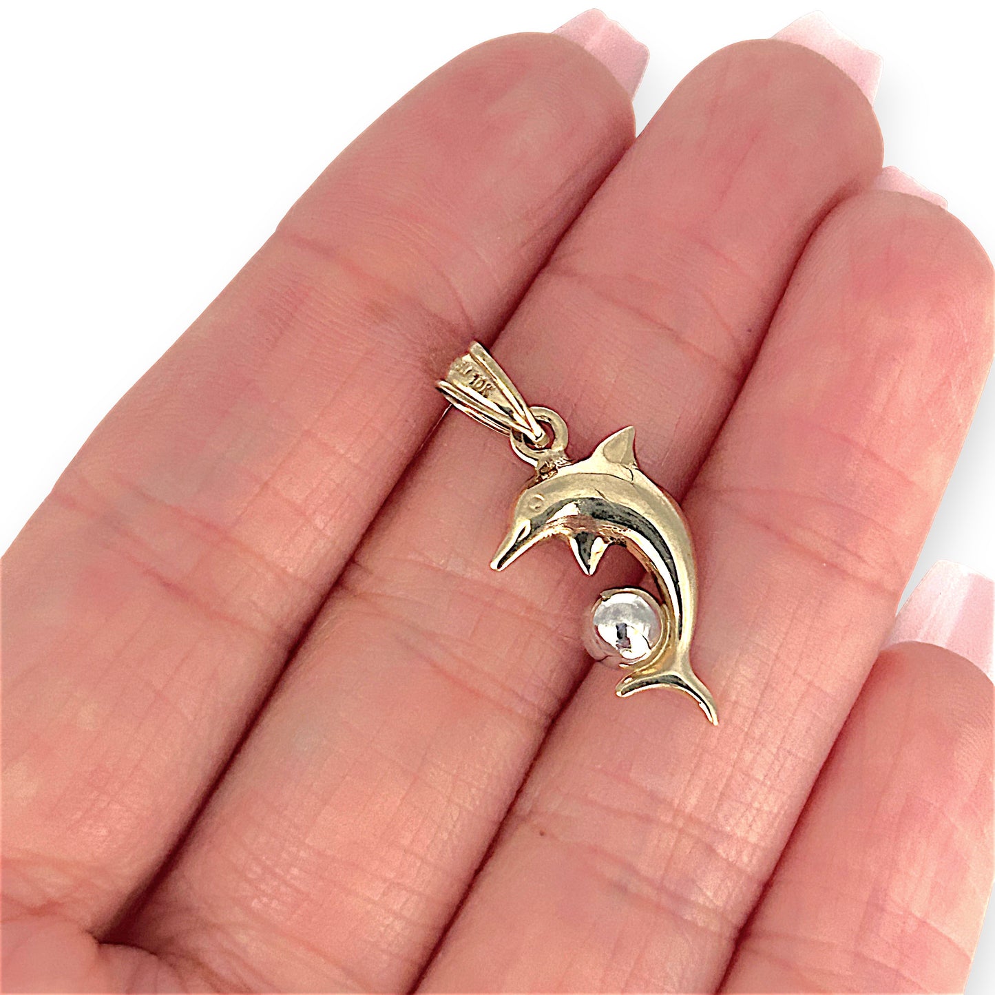 GOLD DEAL | 10ct (10K) Two Tone Gold Joyful Dolphin Pendant by Michael Hill