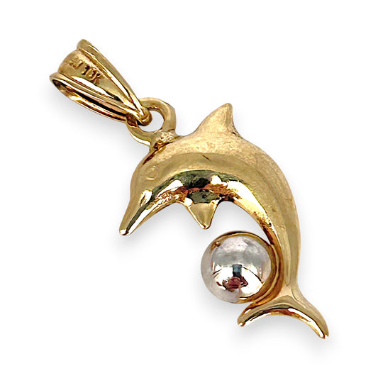 GOLD DEAL | 10ct (10K) Two Tone Gold Joyful Dolphin Pendant by Michael Hill