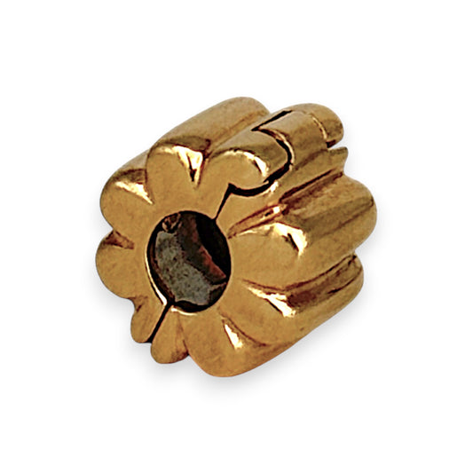 GOLD DEAL | 14ct (14K) Gold Refurbished Pandora Clip Charm - Ribbed Clip