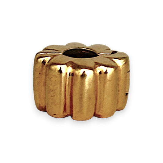GOLD DEAL | 14ct (14K) Gold Refurbished Pandora Clip Charm - Ribbed Clip
