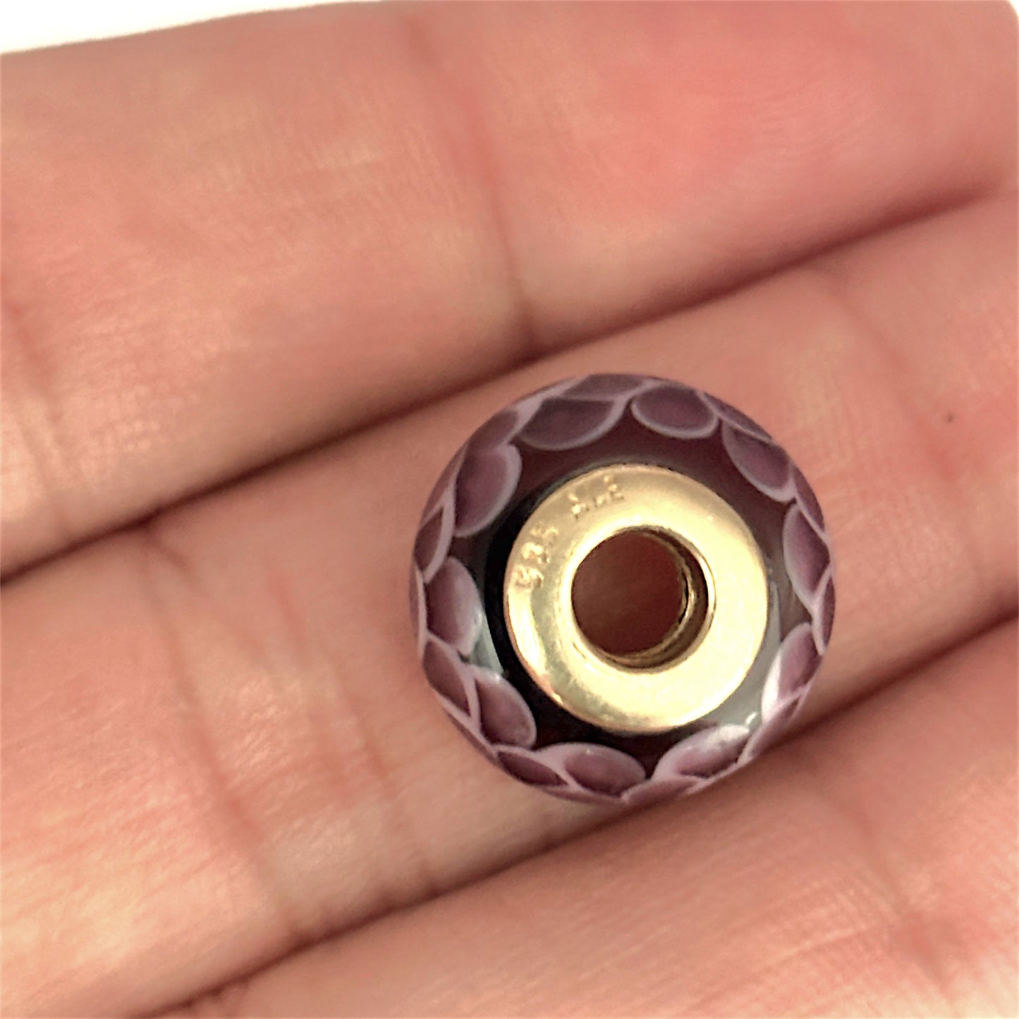 GOLD DEAL | 14ct (14K) Gold Core Pandora Murano Charm - Glass Pink Lotus